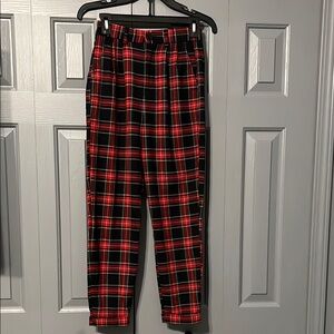 Bershka Red and Black Plaid Women's Pants